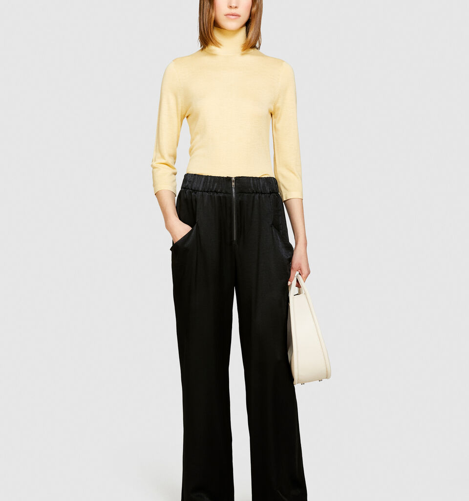 Turtleneck in silk blend - women's high neck sweaters - Yellow | Sisley image number 1